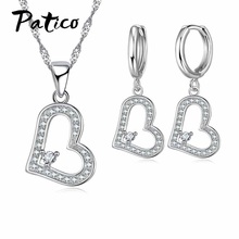 100% 925 Sterling Silver Engagement Jewelry Sets For Women Hollow Heart Style Necklace Earrings Sets Lover Gifts Top Sale 2024 - buy cheap