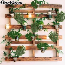 OurWarm Green Artificial Tropical Palm Plant Leaves Luau Wedding Simulation Monstera Leaves Hawaii Party Decorations Accessories 2024 - buy cheap