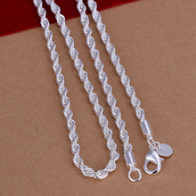 wholesale 10pcs/lot Silver plated fashion 3MM rope chain Necklace 16",18" ,20",22",24inch,Factory Price  men women jewelry 2024 - buy cheap