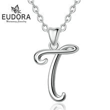 EUDORA NEW 925 Sterling Silver T Letter Name Pendant Necklace For Women Man Fashion Personalized t Charm Fine Jewelry CYD109T 2024 - buy cheap