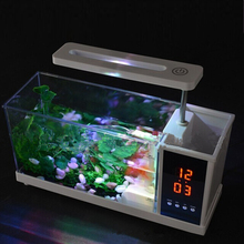 Настольный мини-аквариум с USB, светодиодный светильник для аквариума с ЖК-дисплеем, белые аквариумные часы для рыб 2024 - купить недорого