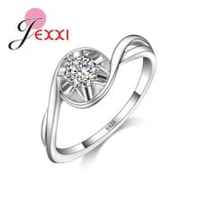 Wedding Jewelry  Stamped Silver Rings For Women Zircon CZ   Party Gifts Valentine's Day Engagement Lady Rings 2024 - buy cheap