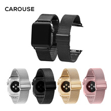 Ремешок Carouse из нержавеющей стали для Apple Watch Band Series SE/6/5/4/3/2/1 42 мм 38 мм, металлический браслет для iWatch 40 мм 44 мм 2024 - купить недорого