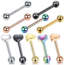 1PC Heart&Ball Barbell Tongue Ring 16mm Tongue Piercing Nipple Ring Sex Stainless Steel Helix Piercing Earring 14G Body Jewelry 2024 - buy cheap