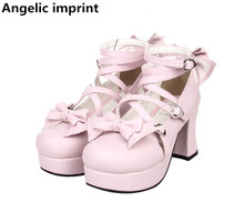 Angelic imprint new woman mori girl lolita cosplay shoes lady high heels pumps women princess dress party shoes 7.5cm 33-47 bows 2024 - buy cheap