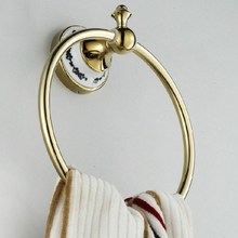 Роскошное золотистое Латунное настенное кольцо для полотенец Держатель Аксессуары для ванной комнаты оборудование для ванной комнаты mba104 2024 - купить недорого