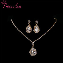 Gold Silver Color Fashion Wedding CZ Cubic Zirconia Necklace Set Jewelry Earrings For Women Drop Shipping RE3238 2024 - buy cheap