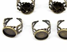 Anillos ajustables de princesa, Bases de anillo de filigrana, bronce antiguo con bisel de 14mm, 100 Uds. 2024 - compra barato