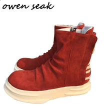 Owen Seak-zapatos informales para hombre, calzado de cuero de ante de vaca para adultos, con cordones, zapatillas de deporte de lujo, botas básicas, zapatos planos de verano 2024 - compra barato