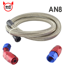evil energy AN8 Stainless Steel Braided Oil Fuel Hose Line Silver 1M+AN8 Straight Hose End 45 Degree Swivel Oil Fittings 2024 - buy cheap