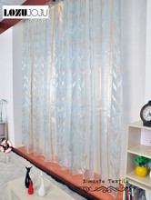LOZUJOJU design Moderno folha cortinas jacquard azul tule cortinas para sala de estar quarto janelas verdes 2024 - compre barato