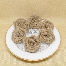 8pcs/lot Natural Jute Burlap Hessian Flower Rose Handmade Vintage Wedding Decoration Party Decoration Hat Craft DIY Accessories 2024 - buy cheap