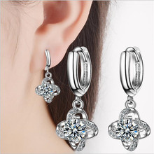 Shiny Clear Crystal Earrings For Women Jewelry Charm Silver Plated Earrings Girl Party Accessories Female Birthday 2024 - buy cheap