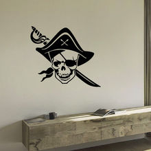 WALL DECAL VINYL STICKER PIRATE SKULL KNIFE SWORD DECOR 2024 - buy cheap