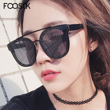FOOSCK-gafas de sol de estilo piloto para hombre y mujer, lentes de sol de diseño de marca, espejo de Metal, a la moda, Negro plano 2024 - compra barato