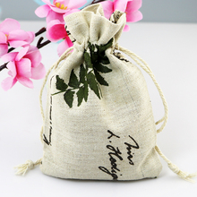 (100pcs/lot) Wholesale 100% Natural Organic Muslin Cotton Drawstring Bag Leaf Print 100PCS 10x14CM 2024 - buy cheap