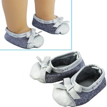 Mini zapatos planos informales con lazo de lentejuelas grises, accesorios de ropa bonitos para muñeca de 18 pulgadas, juguete para niños 2024 - compra barato