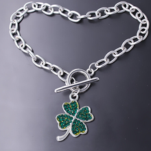 Exquisite Rhinestone Inlay Clover Metal Pendant Bracelet Leisure Lucky bling Jewelry bangle dropship 2024 - buy cheap
