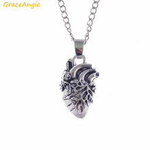 1pc Vintage Human Heart Organ Pendant Necklace One Side Vivid Charms Alloy Link Chain Punk Party Women Men Jewelry Gift 2024 - buy cheap