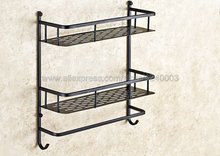 Bathroom Shelves Black Brass 2 Tiers Corner Shelf Shower Caddy Storage Shampoo Basket Wall Kitchen Corner Sticky Holder Kba526 2024 - buy cheap