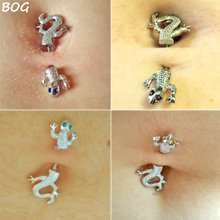 BOG-316L surgical steel  Lizard Style Belly Button Ring Navel Lizard Belly Piercing Ring Fashion Belly Jewelry for Summer 14G 2024 - buy cheap