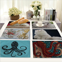 Octopus cat placemat Fabric coaster Table decoration mat Kitchen Manteles dining table pad Onderzetters H100 2024 - buy cheap