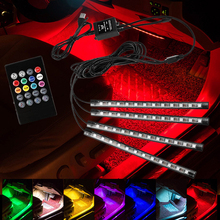 LED Strip Lights Decorative Atmosphere Lamps 48 LED Car Interior RGB Flexible Kits Floor Lights Sound Active Function 2024 - buy cheap