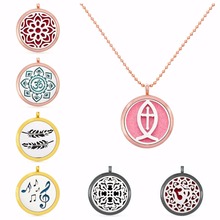 A16  Rose gold/gold/ black color Aromatherapy Perfume essential oil diffuser locket pendant necklace jewelry 1 pad random 2024 - buy cheap