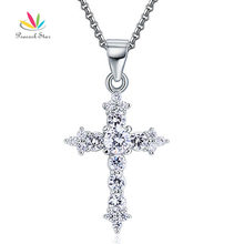Peacock Star Solid 925 Sterling Silver Cross Pendant Necklace Jewelry CFN8028 2024 - buy cheap