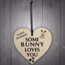 Meijiafei Some Bunny Loves You Novelty Wooden Hanging Heart Plaque Love Anniversary Sign 2024 - buy cheap