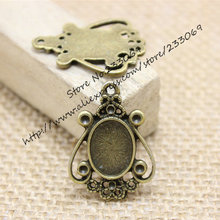 20pcs 22*30mm (Fit 10*14mm DIA) Vintage Bronze Cameo Metal Oval Cabochon Pendant Settings Jewelry Blank Charms T0130 2024 - buy cheap