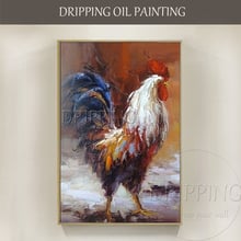 Pure Hand-painted High Quality Animal Rooster Oil Painting on Canvas Kinds of Cock Oil Painting for Living Room Decoration 2024 - buy cheap