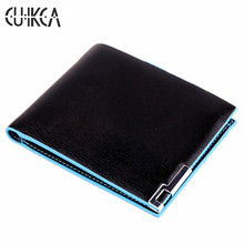 CUIKCA Men Wallet Waterproof Leather Slim Wallet Purse Blue Edge Iron Included Angle Carteira ID Credit Card Holders Cases 2024 - купить недорого