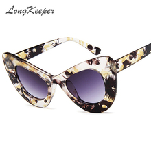 LongKeeper 2018 ojo de gato gafas de sol de las mujeres de moda de gran tamaño Sexy Leopardo de moda gafas de sol UV400 lentes 2024 - compra barato