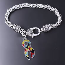 Hot fashion enamel metal autism puzzle jigsaw ribbon pendant bracelet FIT for autistic cancer patient gift jewelry bangle 2024 - buy cheap