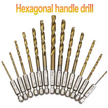 13pcs/lot HSS High Speed Steel Titanium Coated Drill Bit Set 1/4 Hex Shank 1.5-6.5mm 2024 - купить недорого