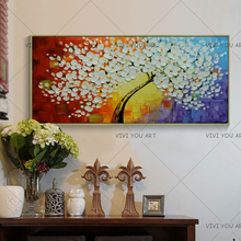 Paleta de pintura a óleo feita à mão, moderna, corte árvore 3d, flores, pinturas, casa, sala de estar, quarto, hotel, arte de parede 2024 - compre barato