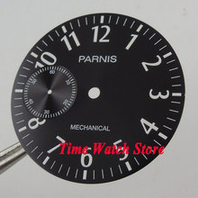 Циферблат Parnis 38,9 мм, черный циферблат, белые метки, арабские цифры, подходит для механических часов ETA 6497, циферблат часов D108 2024 - купить недорого
