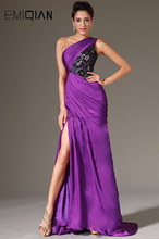 Free Shipping New Sexy One Shoulder High Slit Purple Chiffon Evening Gowns Evening Dresses 2024 - buy cheap