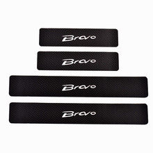 Car Accessories For Fiat Bravo 4PCs Carbon Fiber Pu leather Door Threshold Guard 2024 - buy cheap