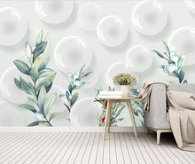 Настенные обои на заказ, современные контрастные 3D-обои с изображением сферических растений, листьев, для гостиной, спальни, фоновая стена 2024 - купить недорого
