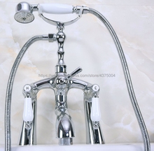 Deck Mounted Bath Tub Faucet Polished Chrome Bathtub Faucets with Hand Shower Dual Handle Mixer Tap Nna105 2024 - buy cheap