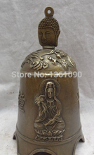 About 10" Tibet Bronze Buddhism Kwan-Yin Set Shakyamuni Buddha Head Statue Dragon Bell 2024 - buy cheap