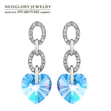Neoglory Austria Crystal & Auden Rhinestone Dangle Earrings Love Heart Shaped Trendy Style Alloy Plated For Romantic Gift Lady 2024 - buy cheap