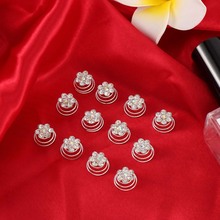 12pçs flores cristal transparente diamate casamento baile de casamento torções de cabelo espiral ferramentas de acessórios de moda 2024 - compre barato