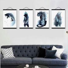 Watercolor Style Painting Bear Fox Tiger Indigo Canvas Painting Wall Pictures for Living Room Nordic Garden Decoration Ghost 2024 - buy cheap