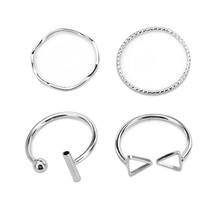 Simplicity Rings set Triangle Geometric Shape For Women Trendy Silver Color Finger Jewelry Gifts 4 pieces 2024 - buy cheap