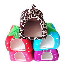 Free shipping Foldable Cat Dog Kennel Warm Cushion Strawberry Shape Sponge Pet House Dog Nest D0014 2024 - buy cheap