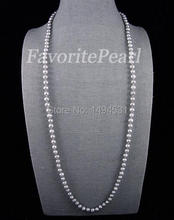 Colar de pérola-aa 8-9mm cinza de água doce pérola colar 48 polegadas de jóias longas por atacado jóias da senhora 2024 - compre barato