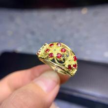 red gem ring ruby ring noble style Ruby gemstone ring royal house ring gold palted ring  yellow color ring birthday gift 2024 - buy cheap